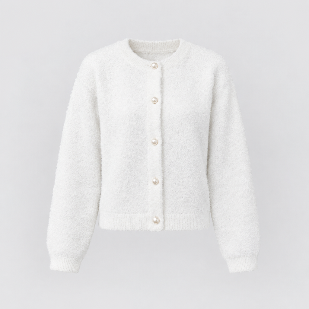 Clara Textured Cardigan in White