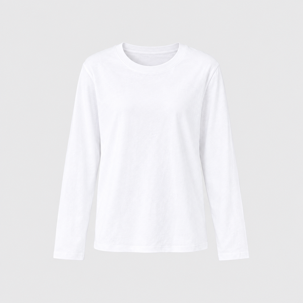 Wren Cotton Long-Sleeve Tee in Ivory White