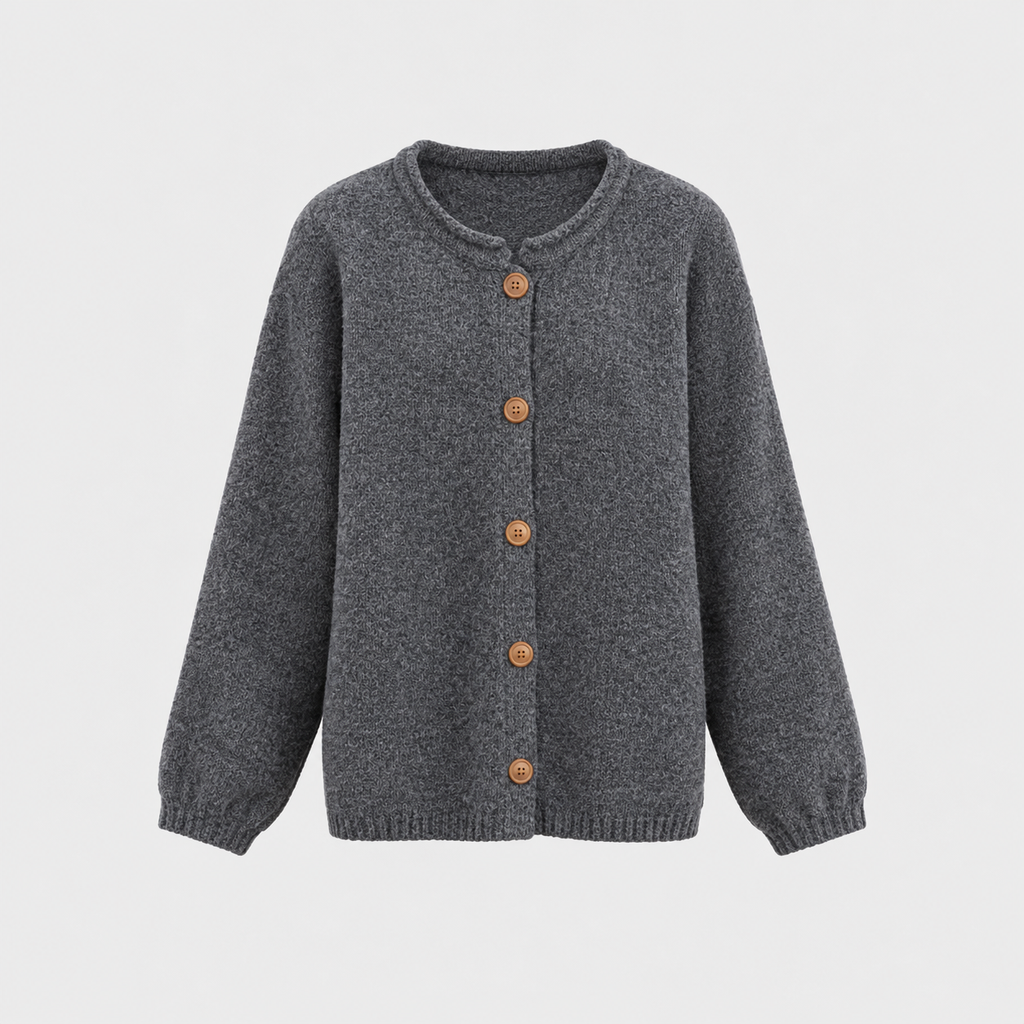 June Button Cardigan in Dark Gray