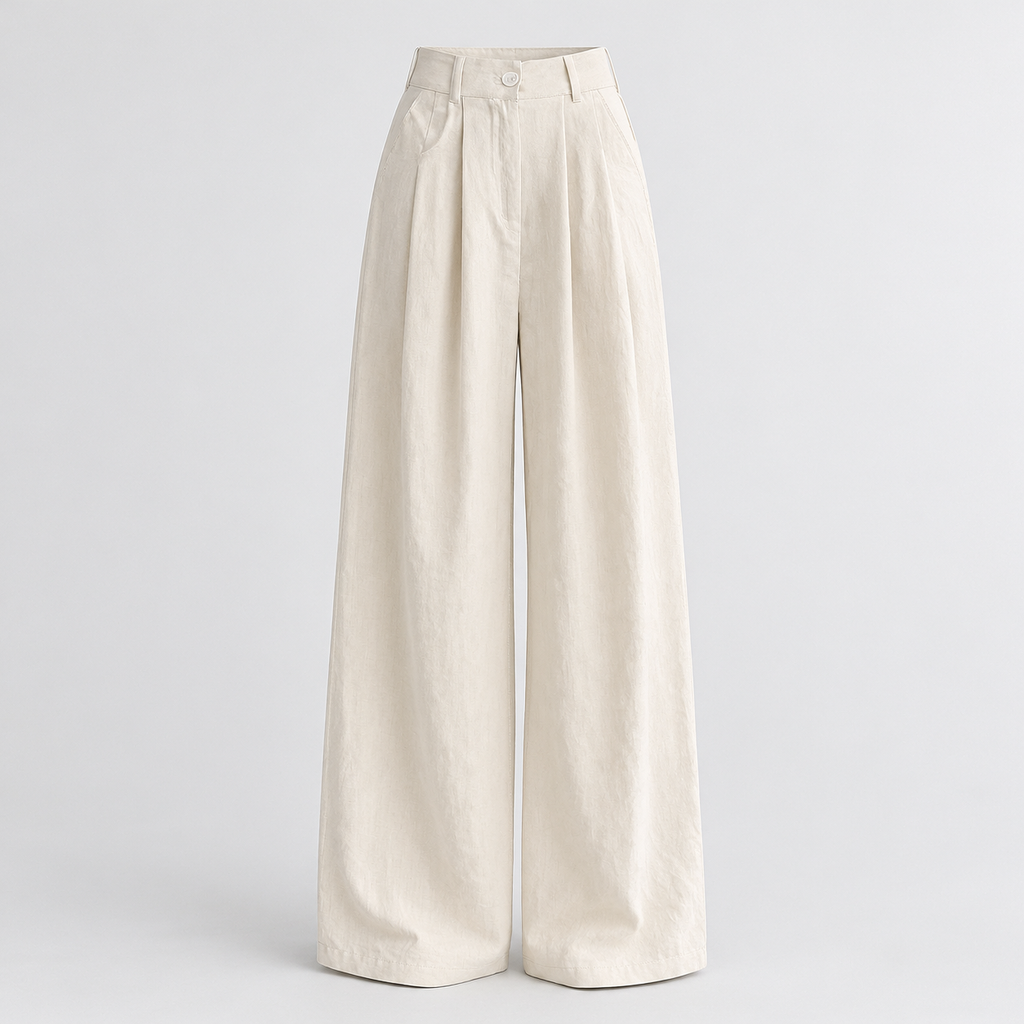 Avery Pleated Pants in Milky White