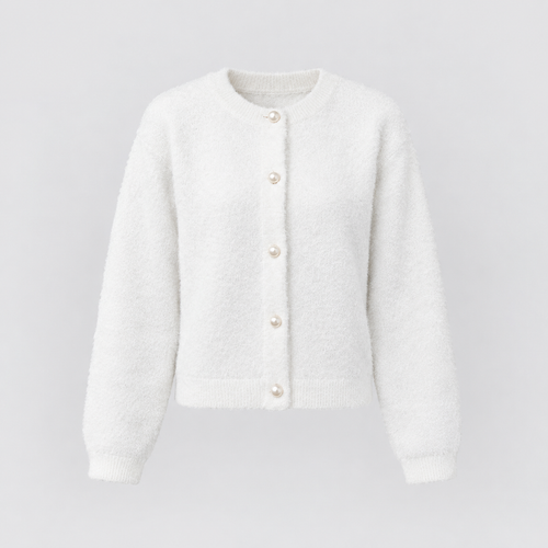 Clara Textured Cardigan in White