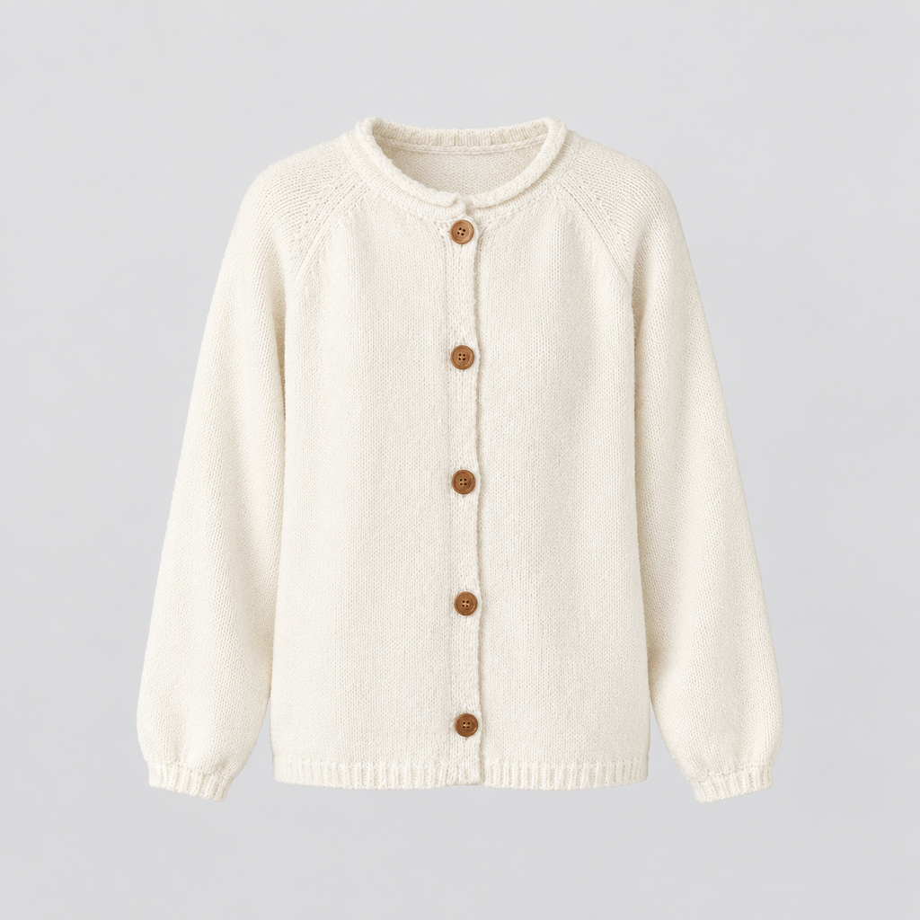 June Button Cardigan in Off White