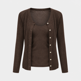 Mira Fine-Knit Cardigan in Coffee Brown