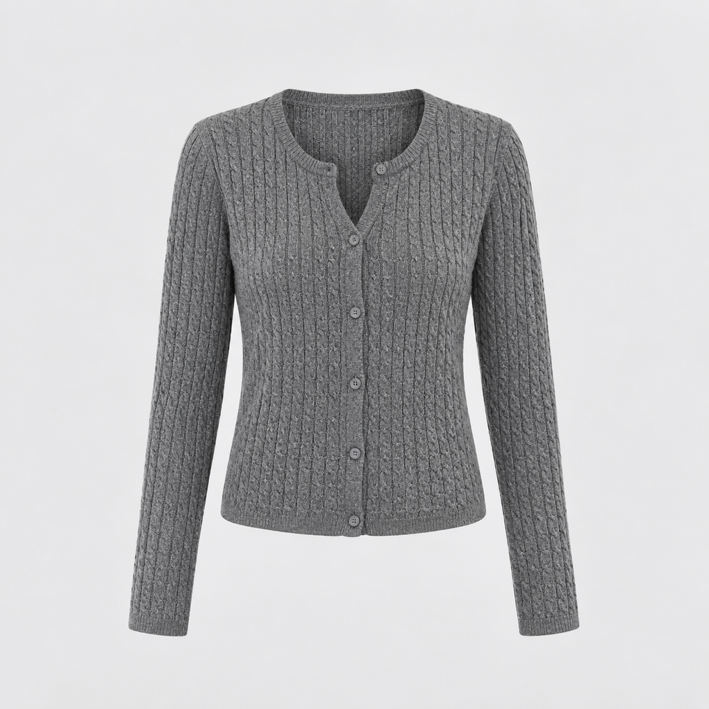Sloane Ribbed Cardigan in Gray