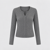 Sloane Ribbed Cardigan in Gray