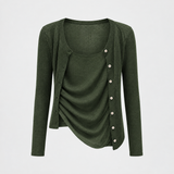 Mira Fine-Knit Cardigan in Army Green