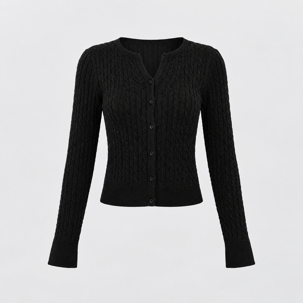 Sloane Ribbed Cardigan in Black