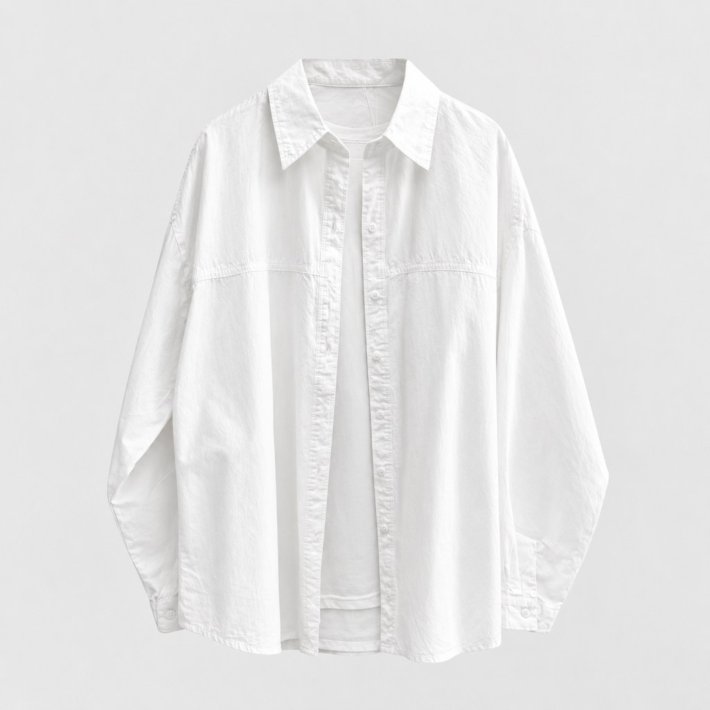 Ellis Relaxed Cotton Shirt in White