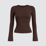 Eden Fitted Long-Sleeve Top in Brown