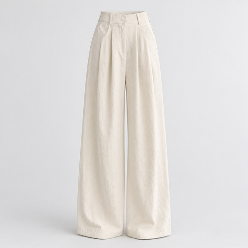 Avery Pleated Pants in Milky White